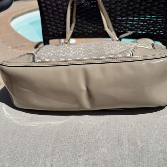 Coach Signature Beige Canvas & Leather Tote‎ Bag With Purple Lining - Picture 6 of 16